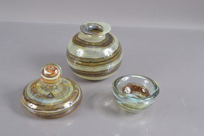 Lot 277 - A trio of Isle of White studio glass items from their "Tortoisehell" range