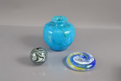 Lot 279 - A studio art glass blue swirl vase possibly  'Mdina'
