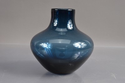 Lot 284 - A Whitefriars  'Midnight Blue' soda glass vase designed by Geoffrey Baxter (1922-1995)