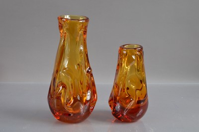 Lot 288 - Two Whitefriars knobbly vases in 'Gold' or 'Amber' colourway