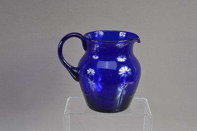 Lot 309 - A good antique 19th Century hand-blown 'Bristol Blue' glass jug