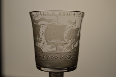 Lot 310 - An engraved Privateer wine glass commemorating the 'Eagle Frigate'