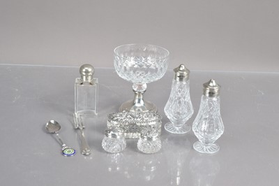 Lot 313 - A small group of silver, silver and silver plate mounted glass items