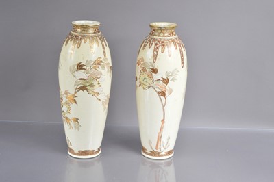 Lot 328 - A pair of art nouveau style Japanese Meiji period Satsuma earthenware vases