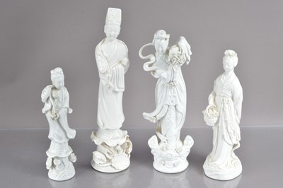 Lot 341 - Four Chinese blanc-de-chine figures