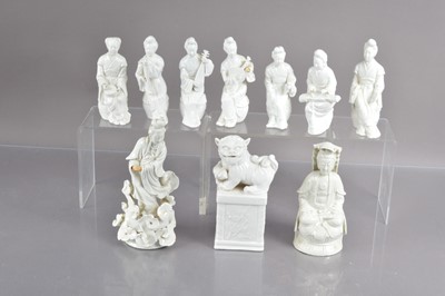 Lot 342 - Seven Chinese blanc-de-chine porcelain figures of musicians