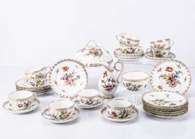 Lot 350 - Dresden Floral Decorated and Gilt Tea Ware (36 pieces)