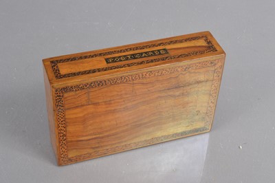Lot 355 - A late 19th-Early 20th Century Sorrento Ware marquetry inlaid postcard box