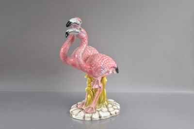 Lot 391 - A mid-20th Century pottery model flamingo group