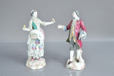 Lot 451 - A pair of Meissen porcelain figures of a flower seller and a beau