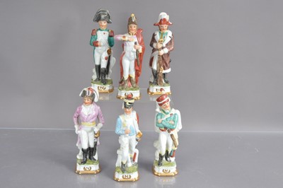 Lot 457 - Six continental porcelain figurines of Napoleon and his marshals