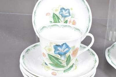 Lot 497 - A Susie Cooper bone china teaset in "Blue Gentian" pattern