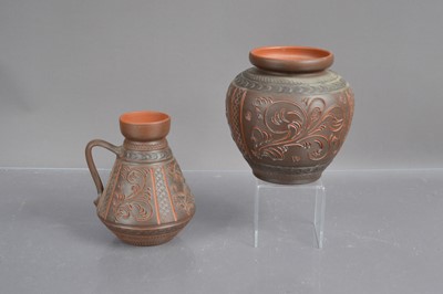 Lot 506 - Two scraffito decorated art pottery items by Eiwa Keramik Germany