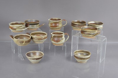 Lot 508 - A mid-century 'Grindon' studio pottery set of souffle or pudding dishes