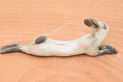 Lot 510 - Two raku pottery animal sculptures of a goose and a duck
