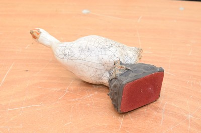 Lot 510 - Two raku pottery animal sculptures of a goose and a duck