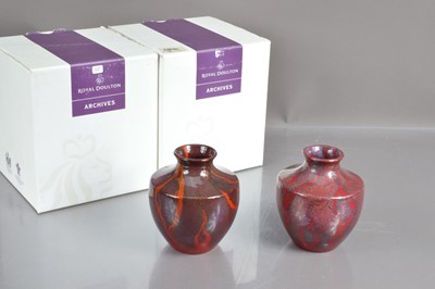 Lot 518 - A pair of Royal Doultan 'Archives' 'Shantou' vases