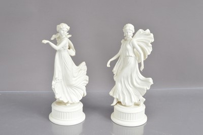 Lot 524 - A pair of Wedgwood bisque porcelain 'Dancing Hours' figurines