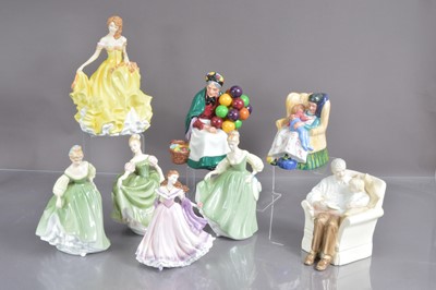 Lot 525 - A group of eight Royal Doulton and Wedwood figurines