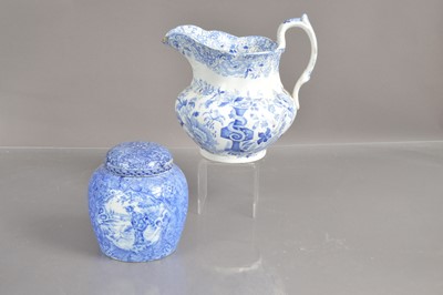 Lot 529 - A Victorian Staffordshire "Florentine Opaque China" blue and white jug