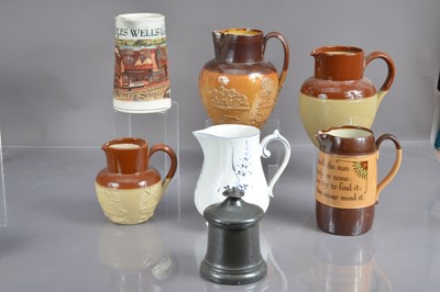 Lot 536 - A collection of six various jugs including a Doulton Lambeth harvest jug