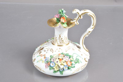 Lot 542 - A Bloor Derby flower encrusted ewer shape bottle and stopper