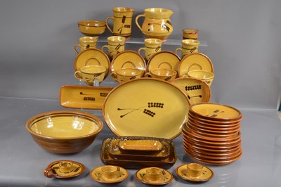 Lot 548 - An extensive studio pottery breakfast set by Coldstone Pottery in 'Wheat Ear' pattern circa 1970s