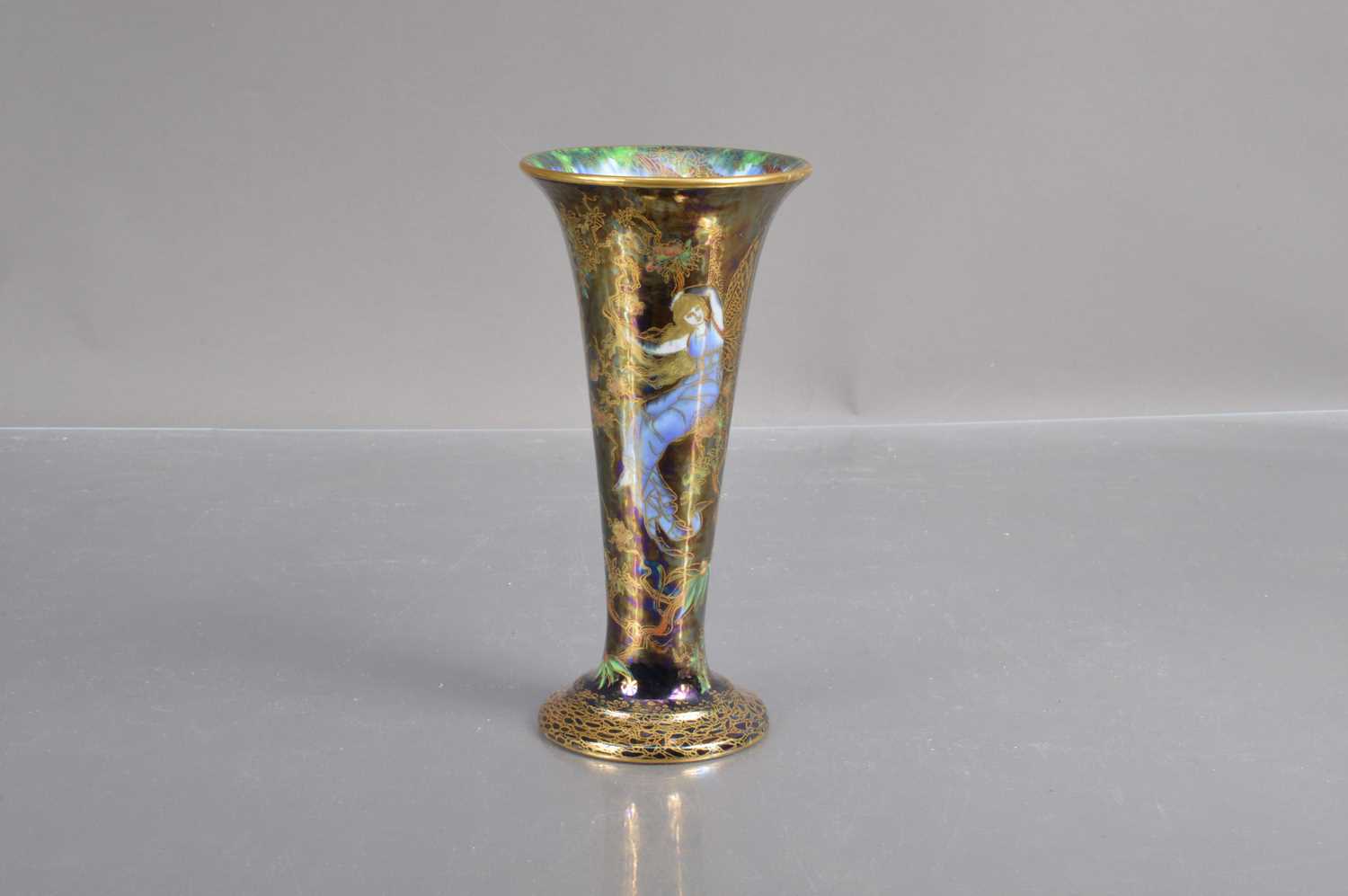 Lot 549 - A Wedgwood 'Fairyland' lustre Daisy Makeig-Jones 'Butterfly Woman' pattern vase