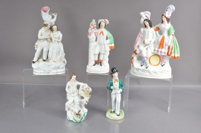 Lot 554 - Five Victorian Staffordshire figure and figure groups