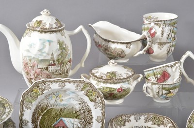 Lot 59 - A large collection of Johnsons Bros. Friendly Village pattern dinner, coffee and tea wares