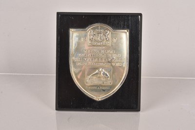 Lot 13 - A 1937 mounted silver HMV Plaque