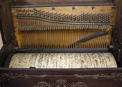 Lot 24 - A rare Penny in the Slot clockwork barrel piano circa 1890