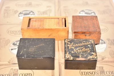 Lot 26 - Two papier-mache gramophone needle boxes