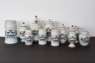 Lot 131 - A collection of modern Delft Pharmaceutical lidded containers
