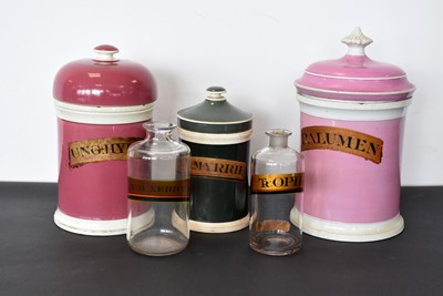 Lot 133 - Three ceramic Pharmaceutical lidded containers