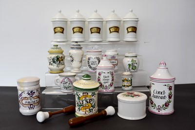 Lot 149 - A group of five white ceramic Apothecary jars