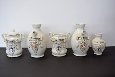 Lot 155 - Five reproduction Chemist's containers and oil jar