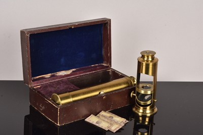 Lot 218 - A 19th Century Brass Microscope and Telescope Combination Set