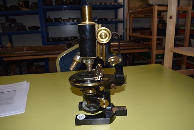 Lot 229 - An early 20th Century black painted and lacquered brass Carl Zeiss Compound Monocular Microscope