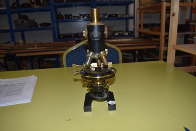 Lot 229 - An early 20th Century black painted and lacquered brass Carl Zeiss Compound Monocular Microscope