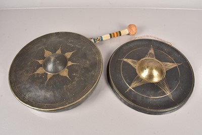 Lot 357 - Two circular gongs