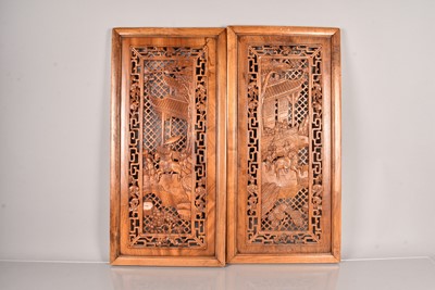 Lot 361 - Two Oriental hardwood panels