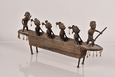 Lot 376 - A Benin cast metal boat/canoe