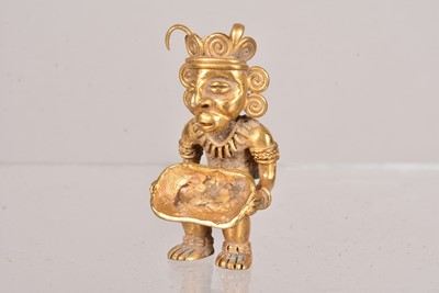 Lot 378 - A Colombian gold plated Tumbaga Shaman figurine