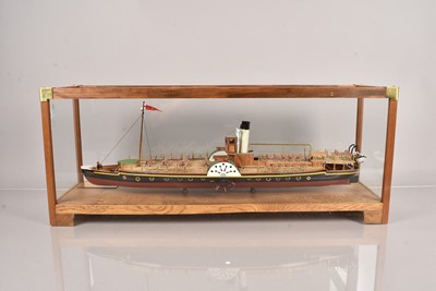 Lot 590 - An excellent scratch built 1:48 Scale model of Paddle Steamer 'Kingswear Castle' presented in a glass/wood display case
