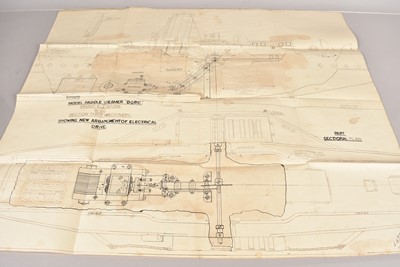 Lot 597 - A Full Size Scale Drawing of the General Arrangement of the Model Paddle Steamer 'Doric'