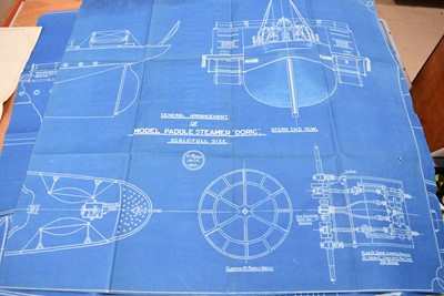 Lot 597 - A Full Size Scale Drawing of the General Arrangement of the Model Paddle Steamer 'Doric'