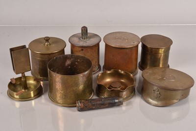 Lot 619 - An assortment of Trench Art Cigarette Caddies