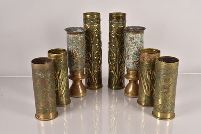Lot 620 - Four pairs of WWI Trench Art shells