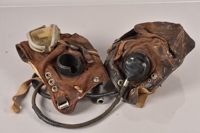 Lot 700 - Two War Period Brown Leather Flying Helmets